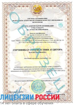 Образец сертификата соответствия аудитора №ST.RU.EXP.00014299-1 Балабаново Сертификат ISO 14001